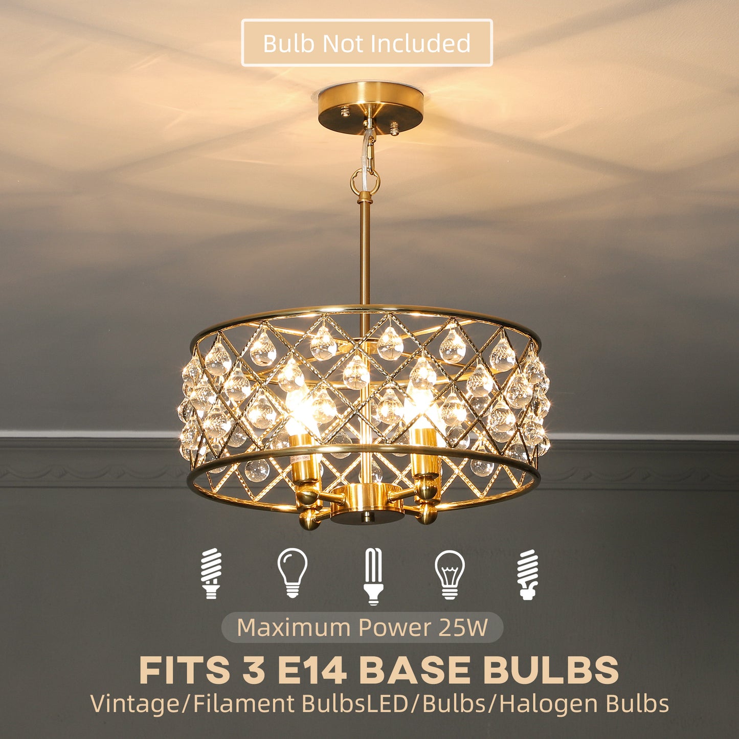 51 Crystallite Four-Bulb Chandelier - Gold-Tone