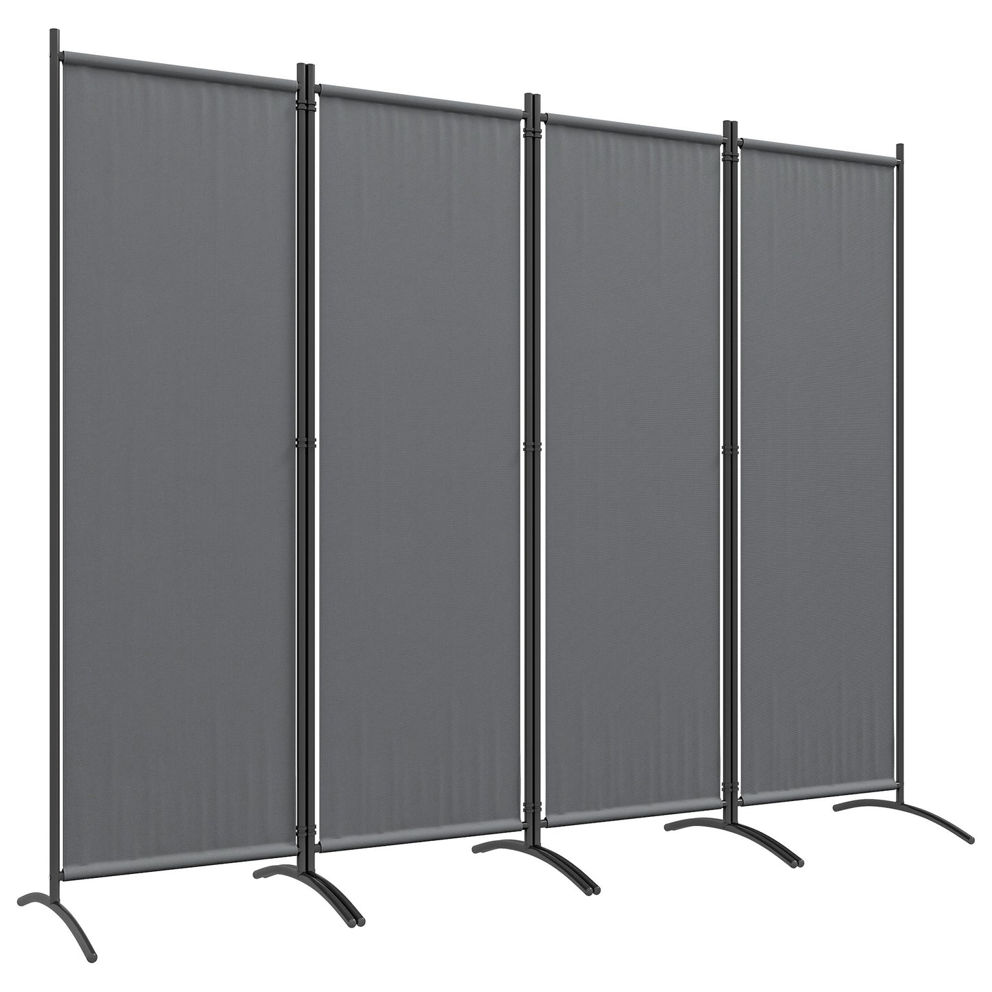 4 Panel Folding Room Divider, 1.7m Privacy Screen with Wide Feet, Portable Freestanding Metal Partition Separator for Office