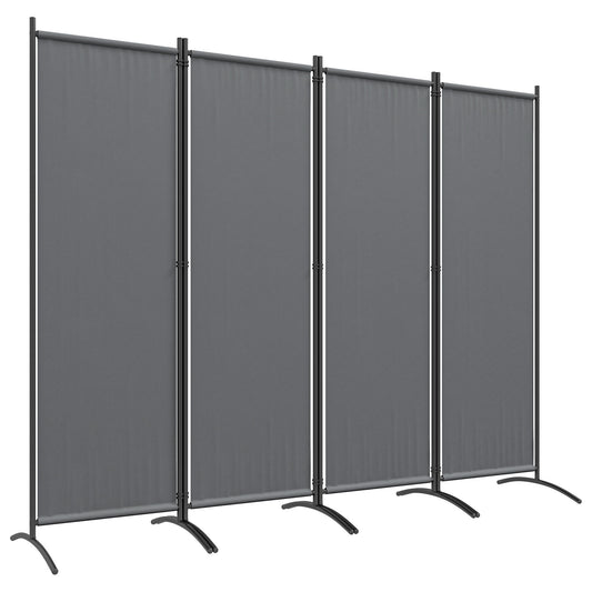 4 Panel Folding Room Divider, 1.7m Privacy Screen with Wide Feet, Portable Freestanding Metal Partition Separator for Office