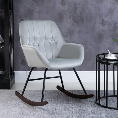 Rocking Chair Reading Accent Armchair with Steel Frame Sponge Padded for Living Room, Dining Room, Office, Balcony