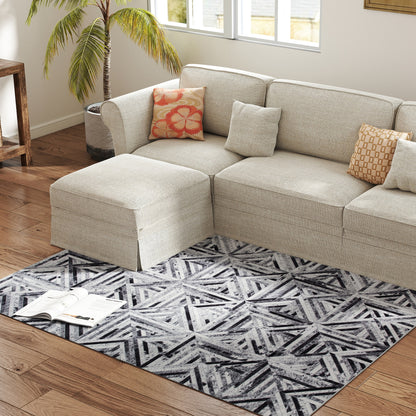 Modern Area Rug, Triangle Pattern Non-Slip Washable Rug, Chenille Floor Carpet for Living Room, Bedroom, Dining Room