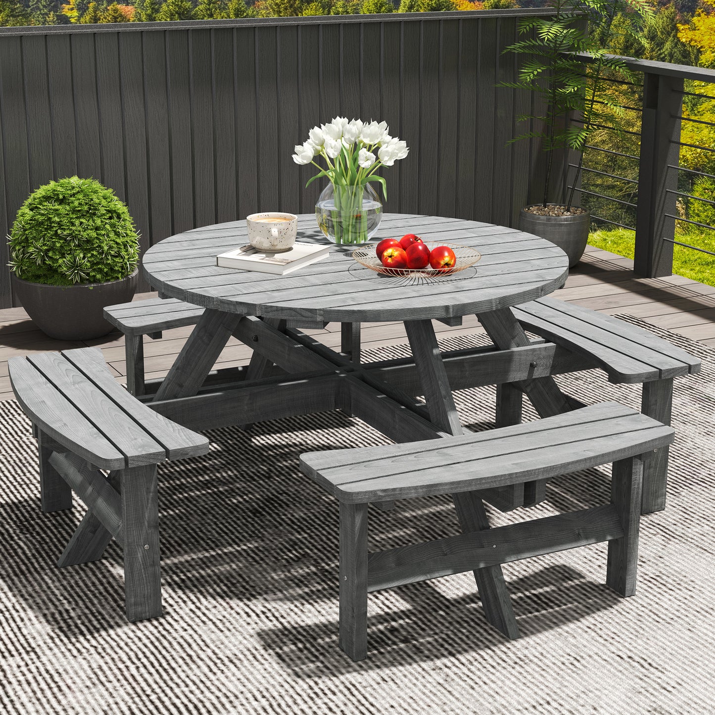 8-Seater Wooden Picnic Set-Fir Wood