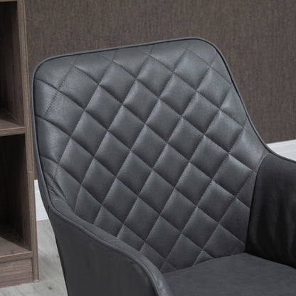 Office Desk Chair, Leather-Feel Fabric Computer Swivel Chair with Rolling Wheels and Adjustable Height for Home, Grey