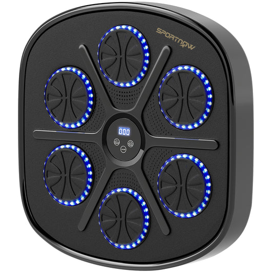 Music Boxing Machine, Smart Bluetooth Boxing Machine Wall Mounted with 9 Speeds & Modes, LED Lights and Gloves