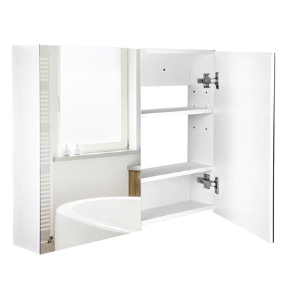 80 x 15 cm Double Door Bathroom Mirror Cabinet - White
