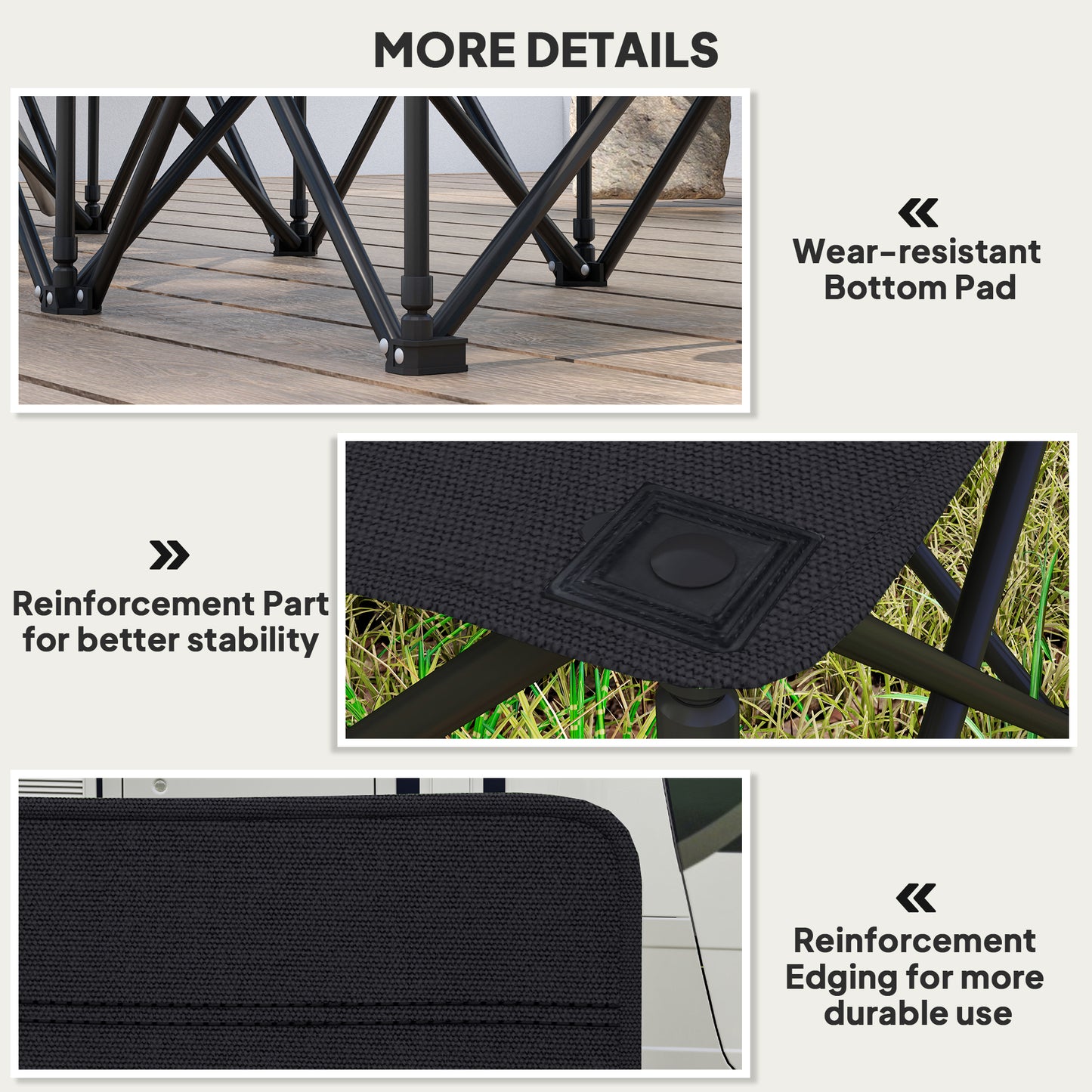 6 Seater Folding Camping Chair with Cup Holder & Carry Bag - Black
