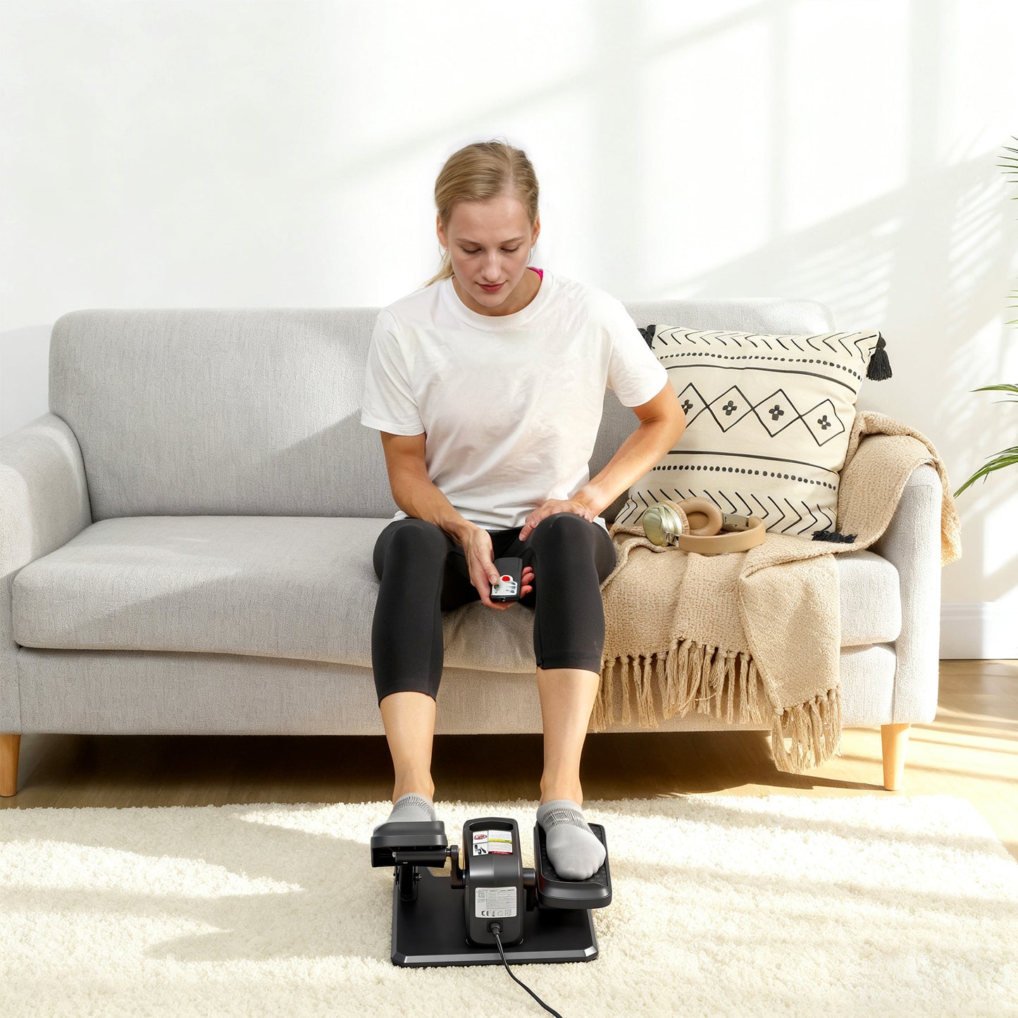 Under Desk Elliptical Machine for Home, Electric Elliptical Machine with 12 Adjustable Speed, LED Monitor