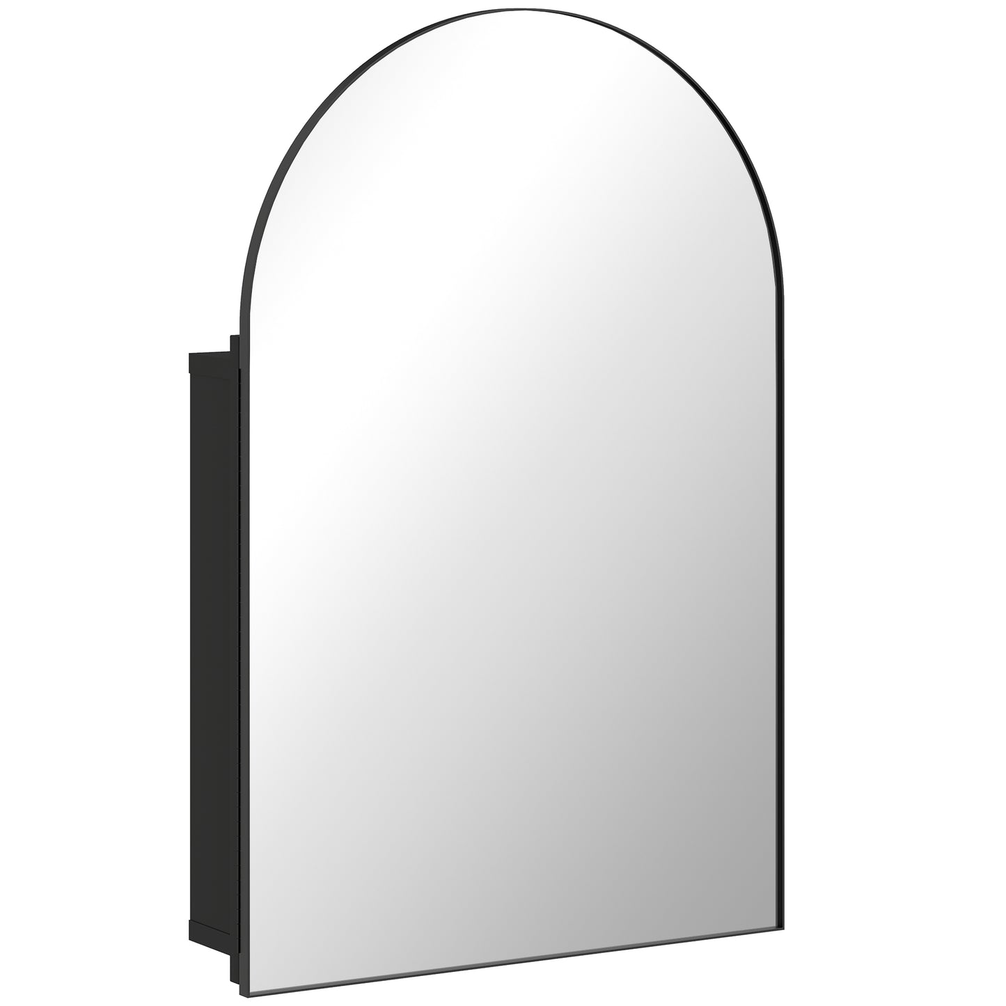 Bathroom Mirror Cabinet with Mirror, Arched Wall Mounted Bathroom Cabinet with Storage Shelves, Black