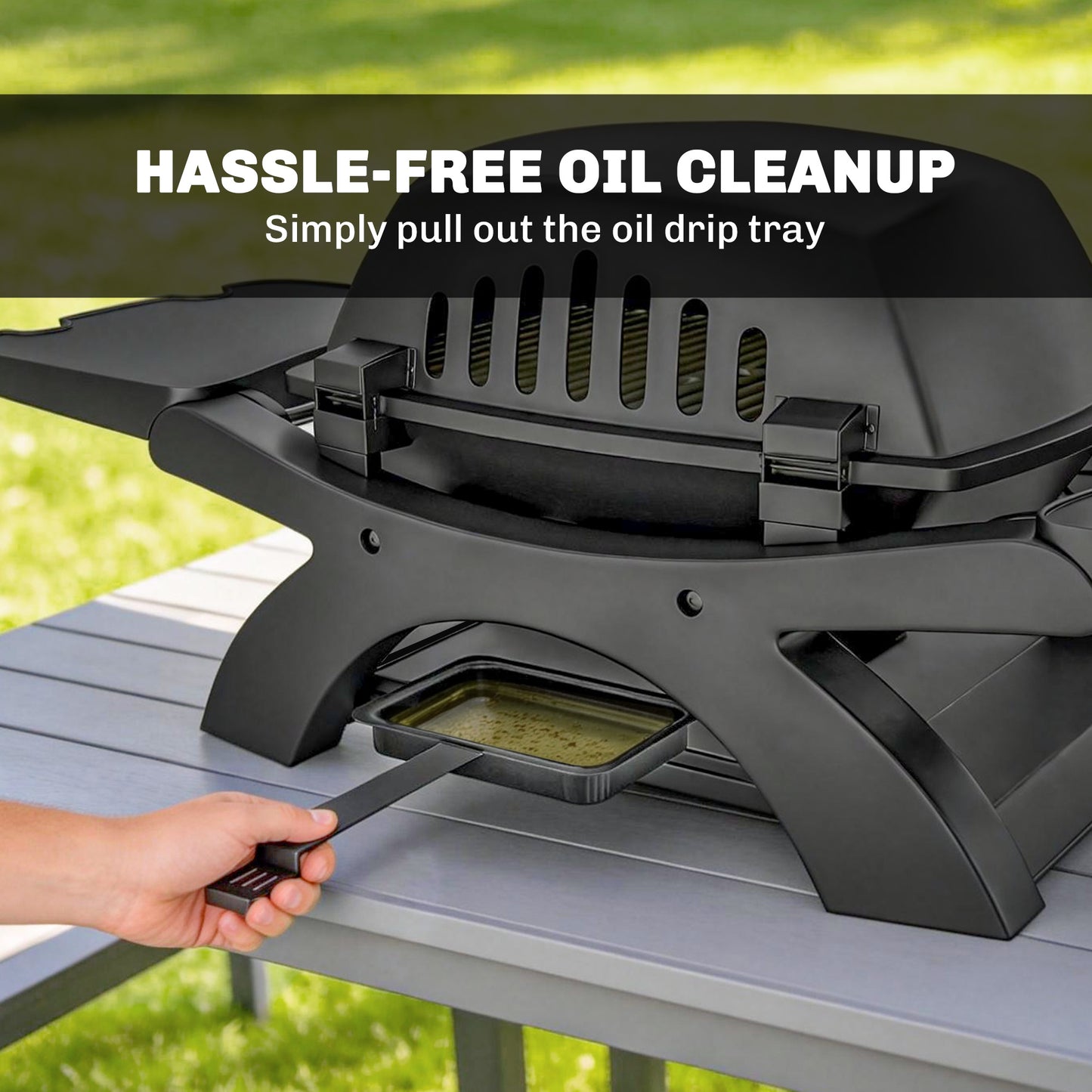 2 Burner Gas Grill with 2 Detachable Side Tables, 3.8 KW Steel Barbecue Grill with Cast Iron Grates, Lid, Thermometer