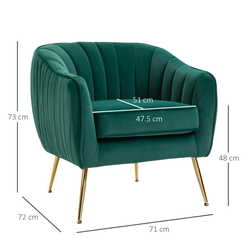 Velvet Tub Armchair with Golden Metal Legs