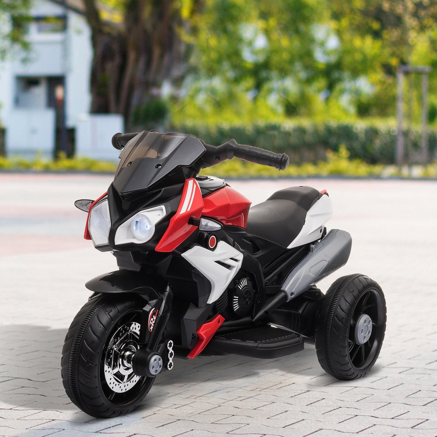 Kids Electric Motorcycle, 6V Ride on Motorcycle with 3 Wheels, LED Headlight, Music, Horn for Boys Girls 3-5 Y, Red