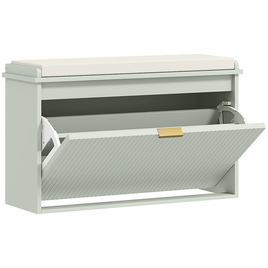 Elegant Eight Shoe Bench, with Top Seat - Green