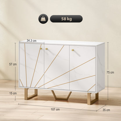 Sideboard Storage Cabinet, Modern Storage Cupboard with Adjustable Shelves and Metal Legs for Living Room, Kitchen