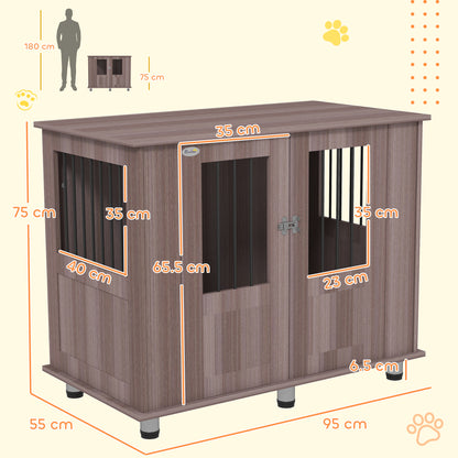 Dog Crate Table for Medium and Large Dogs with Magnetic Door for Indoor Use, 95 x 55 x 75 cm, Purple