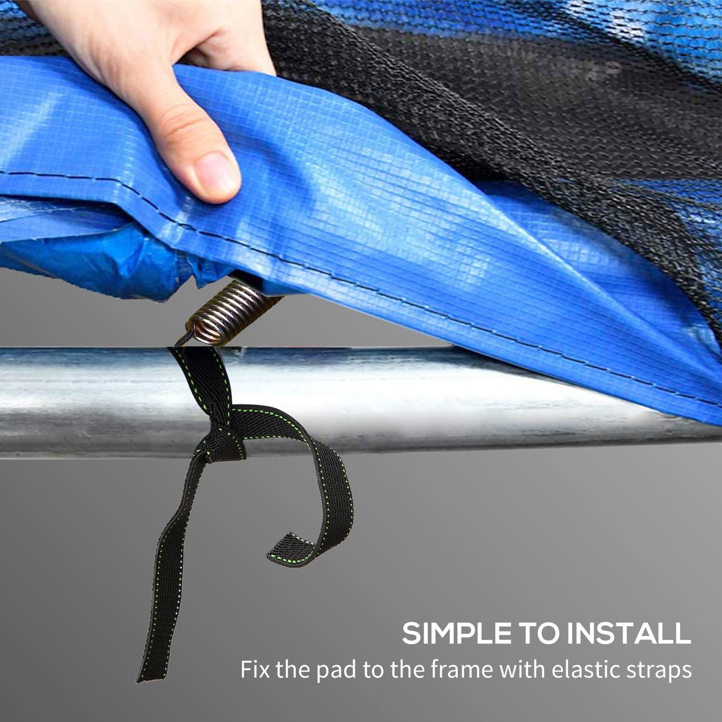 12FT Trampoline Spring Cover, Plastic Trampoline Pad Replacement with Elastic Cord, Waterproof