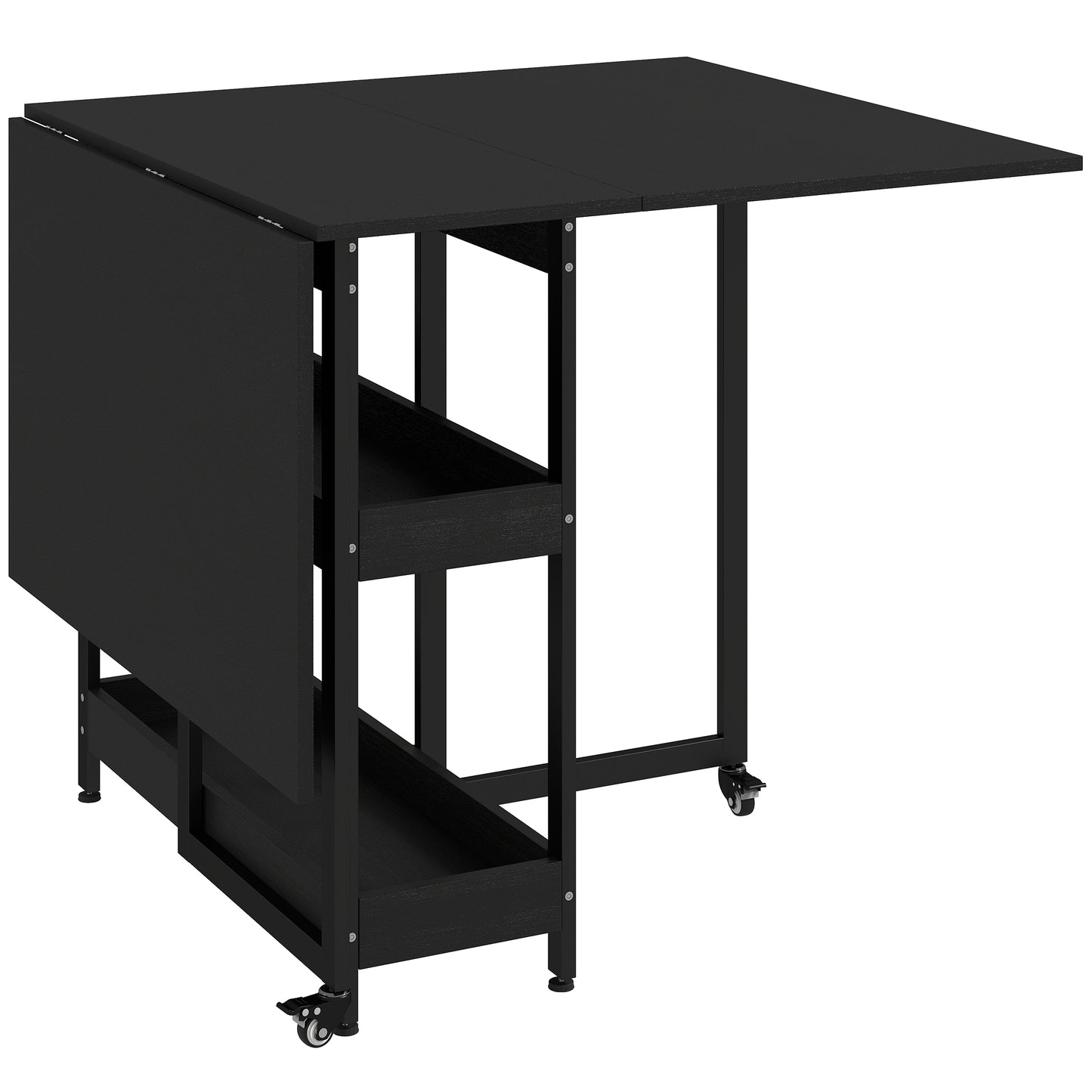 Four-Person Drop Leaf Table - Black Wood-Effect