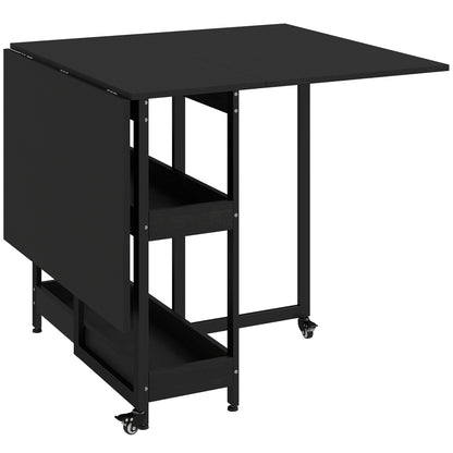 Four-Person Drop Leaf Table - Black Wood-Effect