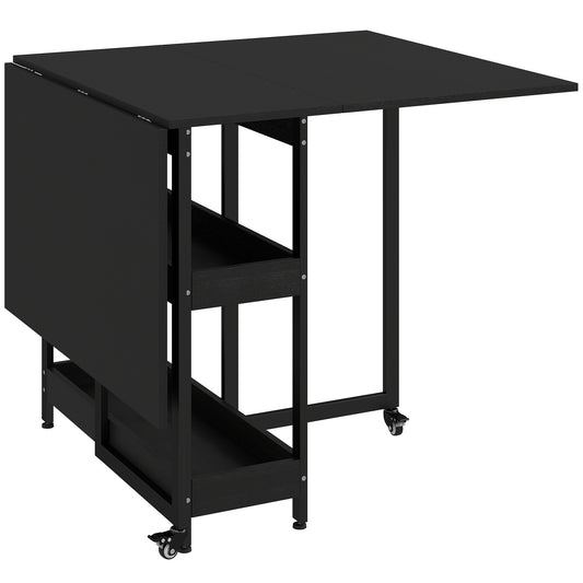 Four-Person Drop Leaf Table - Black Wood-Effect