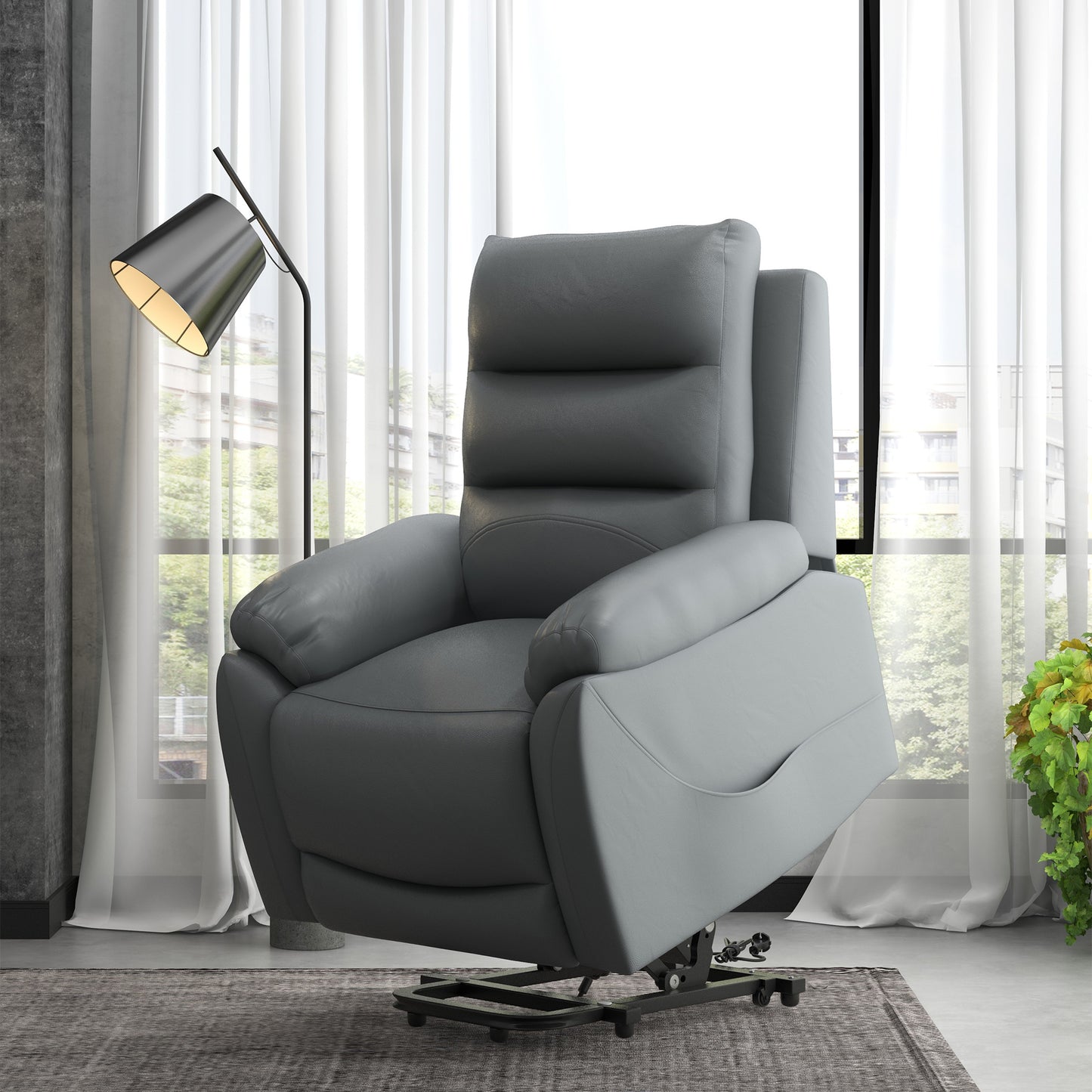 Electric Riser and Recliner for Elderly with 8 Vibration Massage, PU Leather Power Lift Recliner Chair for Living Room