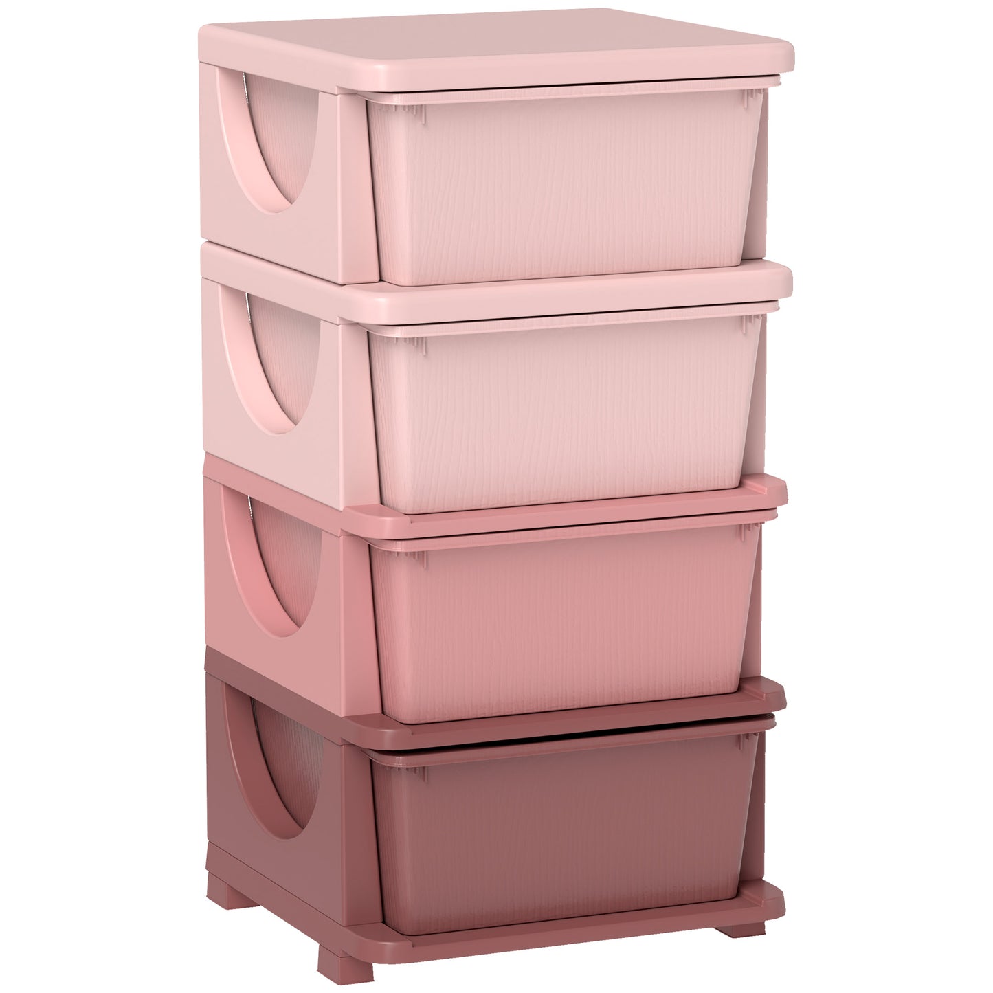 Four-Tier Kids Storage Boxes, with Four Drawers, Pink