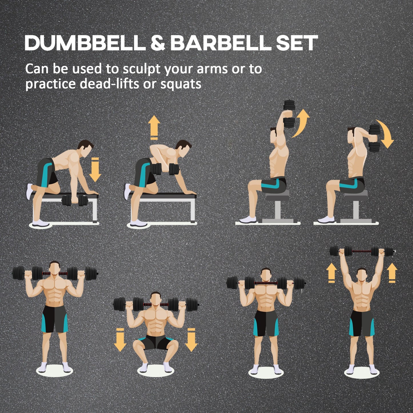 30kg 2 IN 1 Adjustable Dumbbells Weight Set, Dumbbell Hand Weight Barbell for Body Fitness, Lifting Training for Home