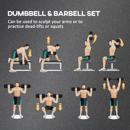 30kg 2 IN 1 Adjustable Dumbbells Weight Set, Dumbbell Hand Weight Barbell for Body Fitness, Lifting Training for Home