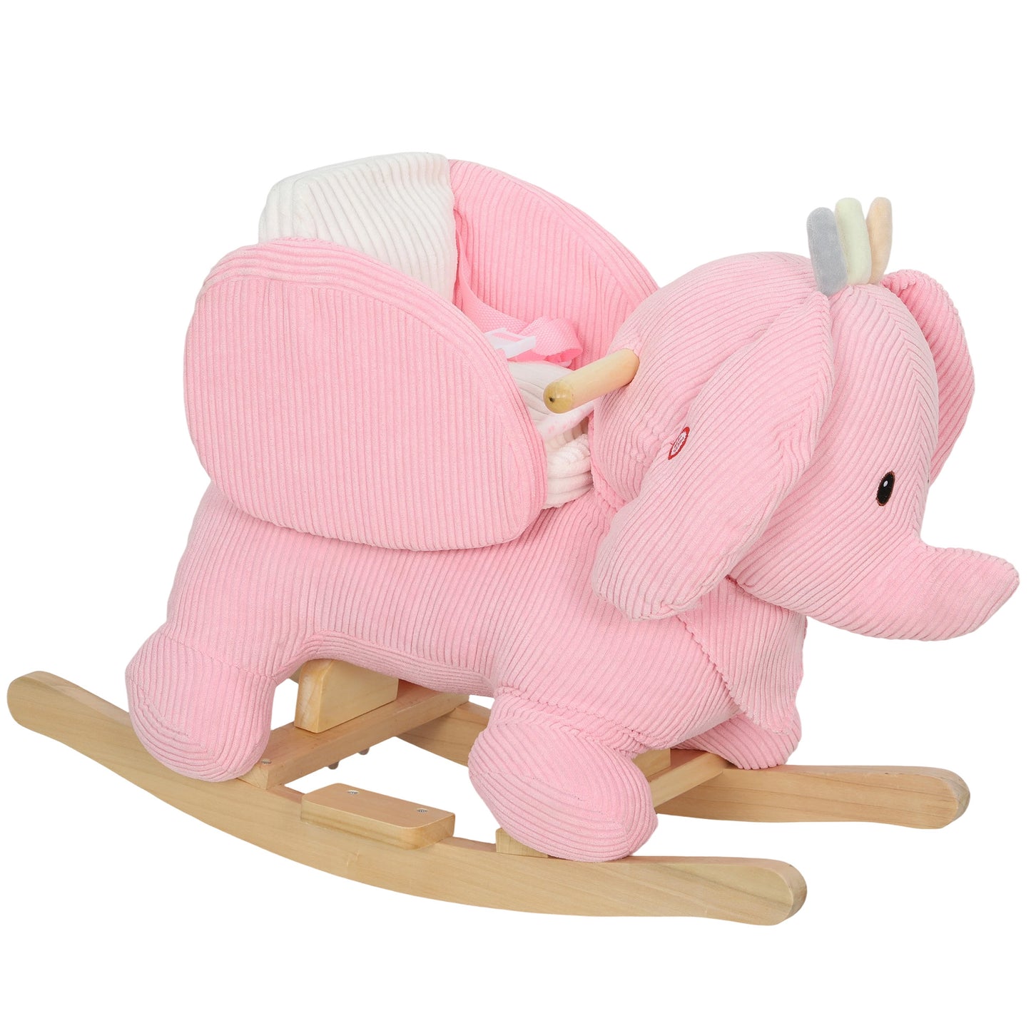 Kids Rocking Horse, Baby Ride on Elephant Rocker with Safety Belt and Sound for Toddlers 18 to 36 Months, Pink