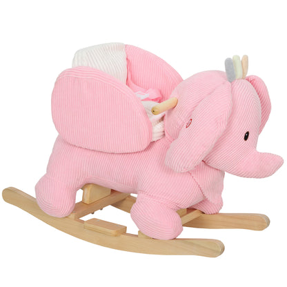 Kids Rocking Horse, Baby Ride on Elephant Rocker with Safety Belt and Sound for Toddlers 18 to 36 Months, Pink