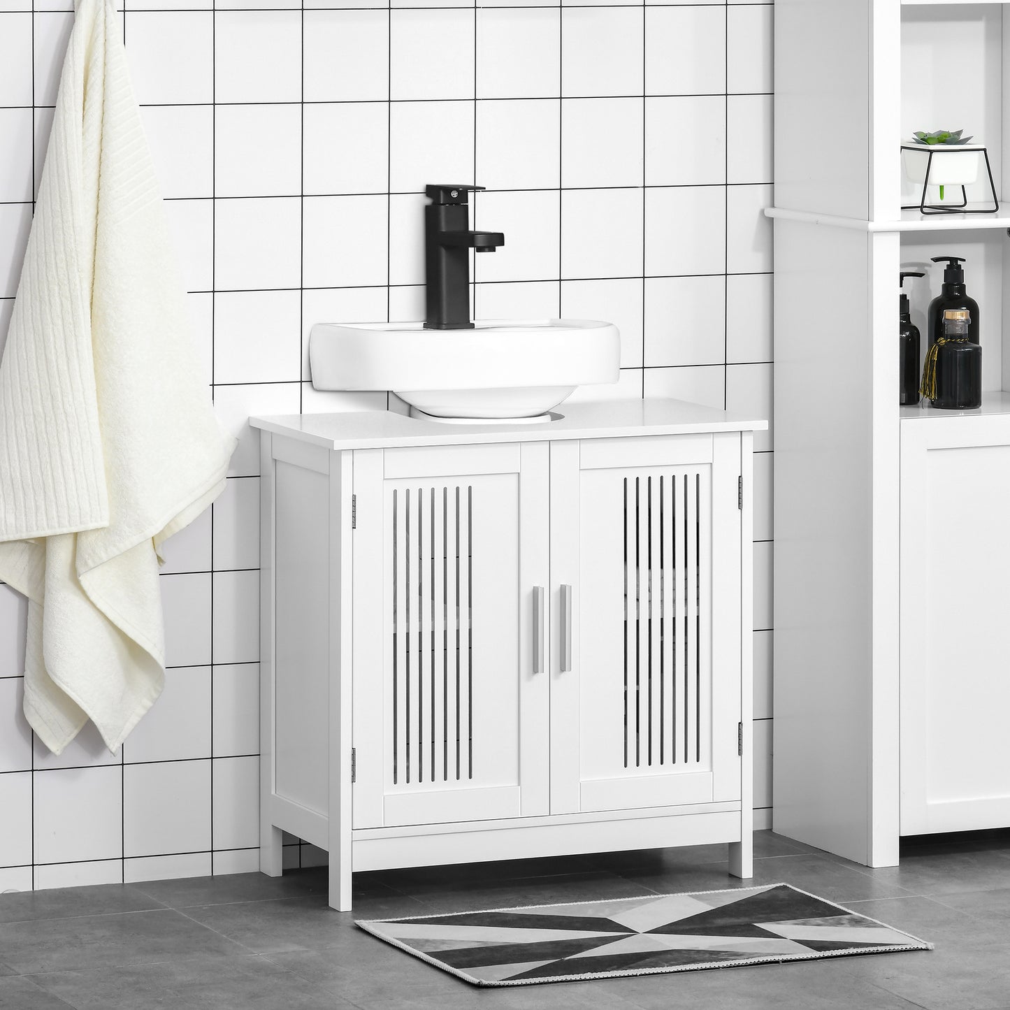 Modern Under Sink Cabinet with 2 Doors, Bathroom Vanity Unit, Pedestal Under Sink Design