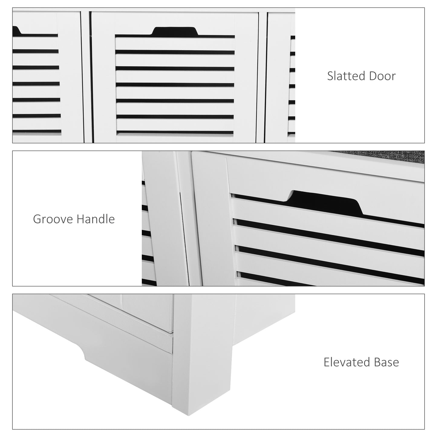 3-Drawer Shoe Storage Bench - White