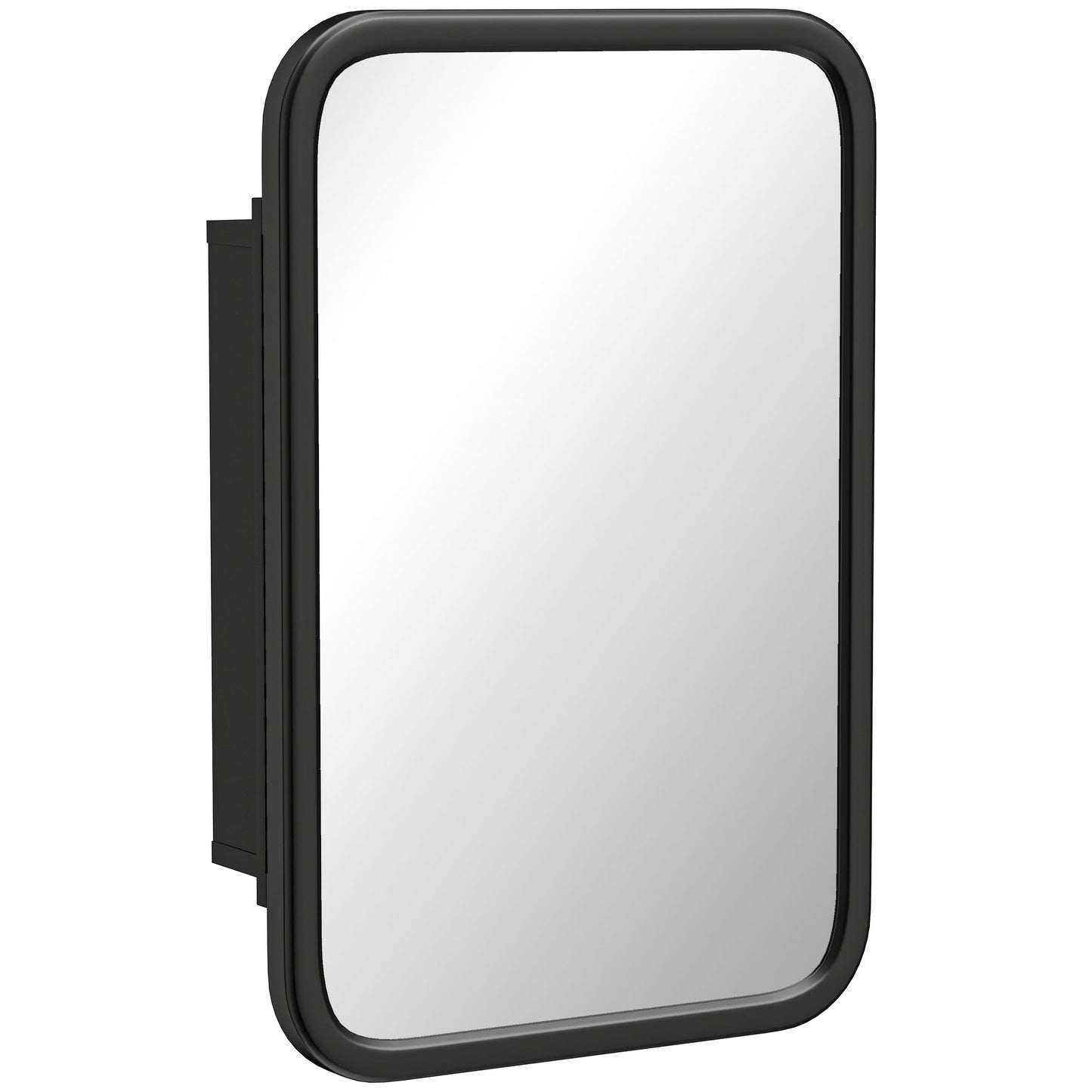 Bathroom Wall Cabinet with Tempered Mirror Metal Bathroom Mirror Cabinet with 3 Shelves Black