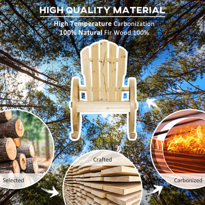 Wooden Adirondack Rocking Chair Reclining Armchair Garden Furniture Patio Porch Rocker - Natural