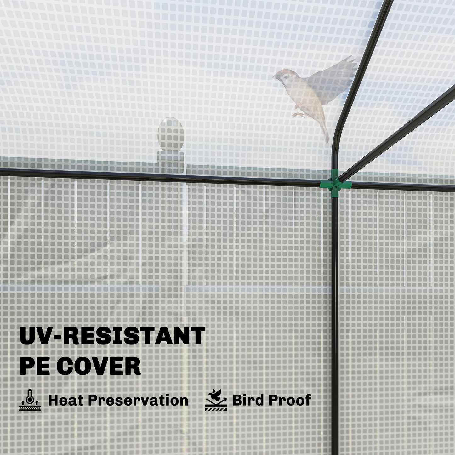Walk-in Greenhouse, Outdoor Tomato Greenhouse with Roll-up Door and Mesh Windows, PE Cover, 200 x 140 x 200cm, White