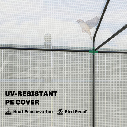 Walk-in Greenhouse, Outdoor Tomato Greenhouse with Roll-up Door and Mesh Windows, PE Cover, 200 x 140 x 200cm, White