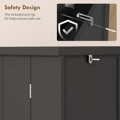 Kitchen Cupboard, Freestanding Multi-Storage Kitchen Pantry Cabinet with Adjustable Shelves, Black