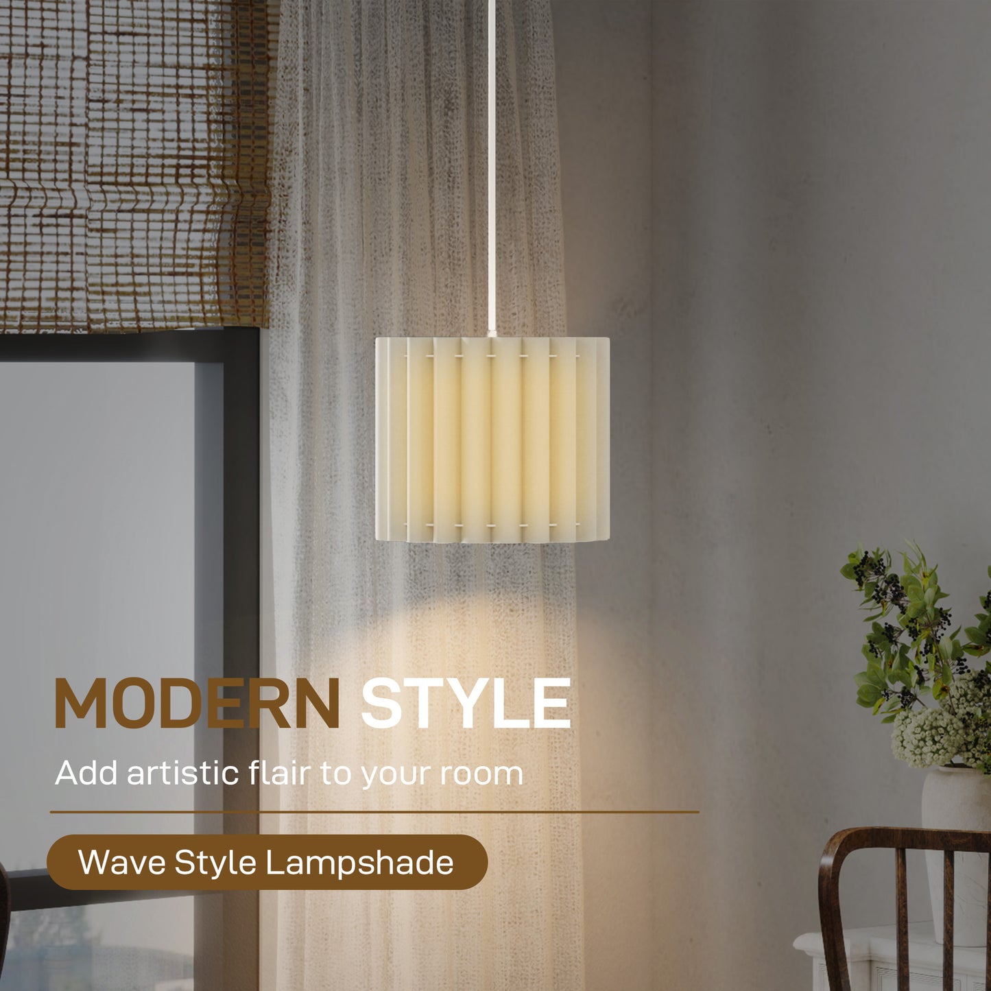 Linen Pendant Light, Bedside Ceiling Lamps with E27 Bulb, Modern Hanging Lights for Living Room, Bedroom, Kitchen, Hallway