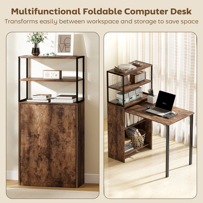Folding Shelf and Work Table - Brown/Black