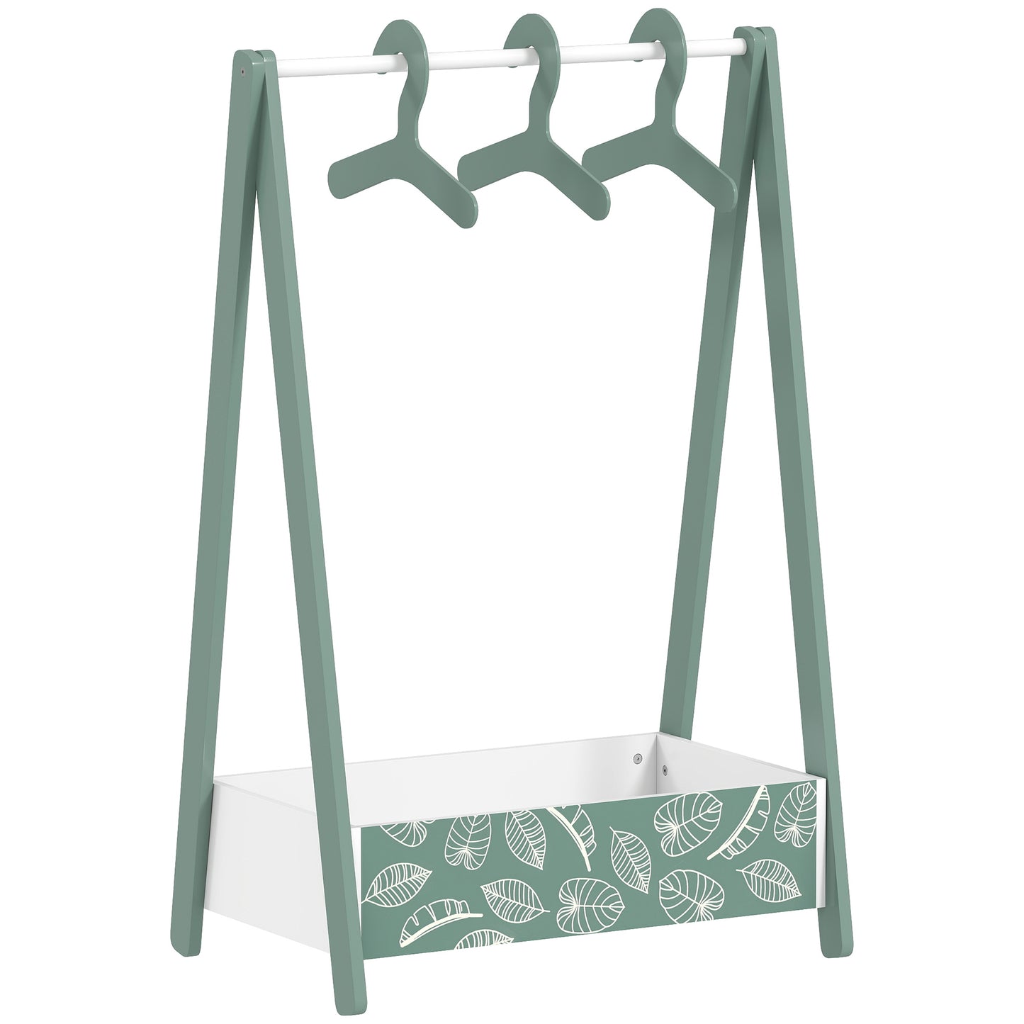 Baby Clothing Rack with Hangers, Storage Shelf for Bedroom, Leaf Theme, for Ages 3-6, Green