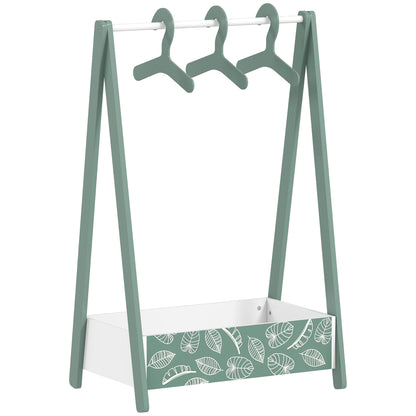 Baby Clothing Rack with Hangers, Storage Shelf for Bedroom, Leaf Theme, for Ages 3-6, Green