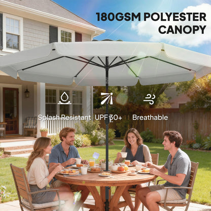 3 m Garden Parasol with Tilt Mechanism & Crank Handle, UPF 30+ Patio Umbrella Outdoor Table Umbrella, Light Grey