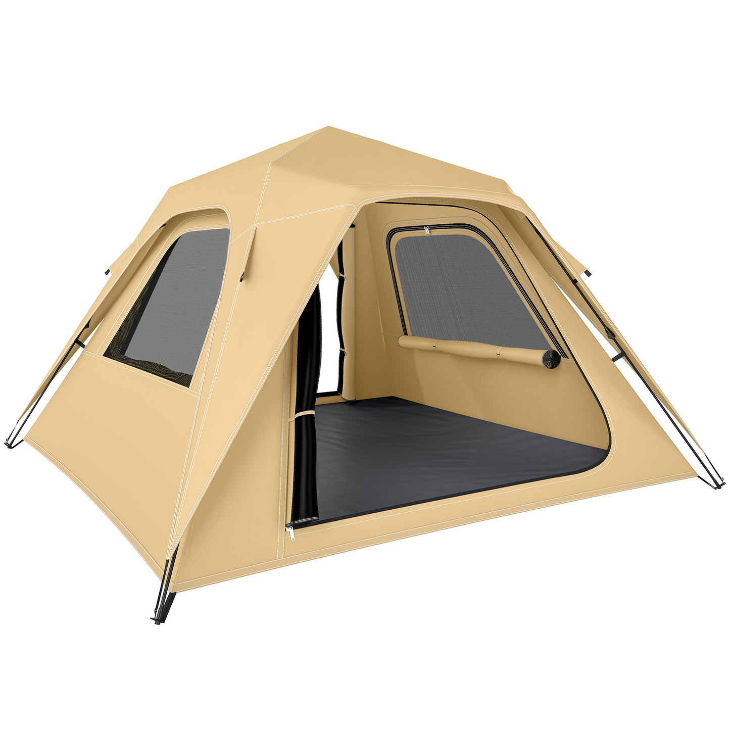 Pop Up Tent 3000mm Waterproof Camping Tents with Mesh Windows 2-3 People Khaki