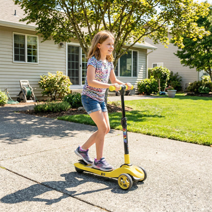 Three-Wheel Foldable Electric Scooter for Kids Aged 6-10 Years, Yellow
