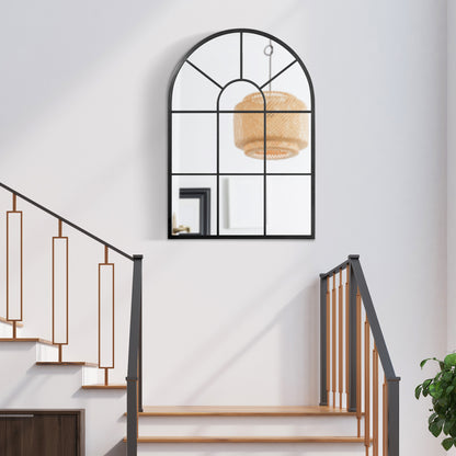90 X 61cm Arched Grid Mirror - Black