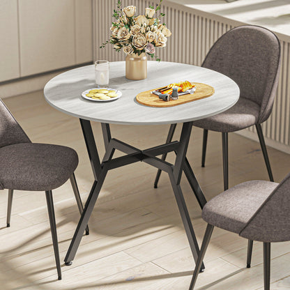 Dining Table, Round Kitchen Table with Black Legs, Anti-slip Foot Pads for Living Room, Dining Room 90 x 76 cm, Grey