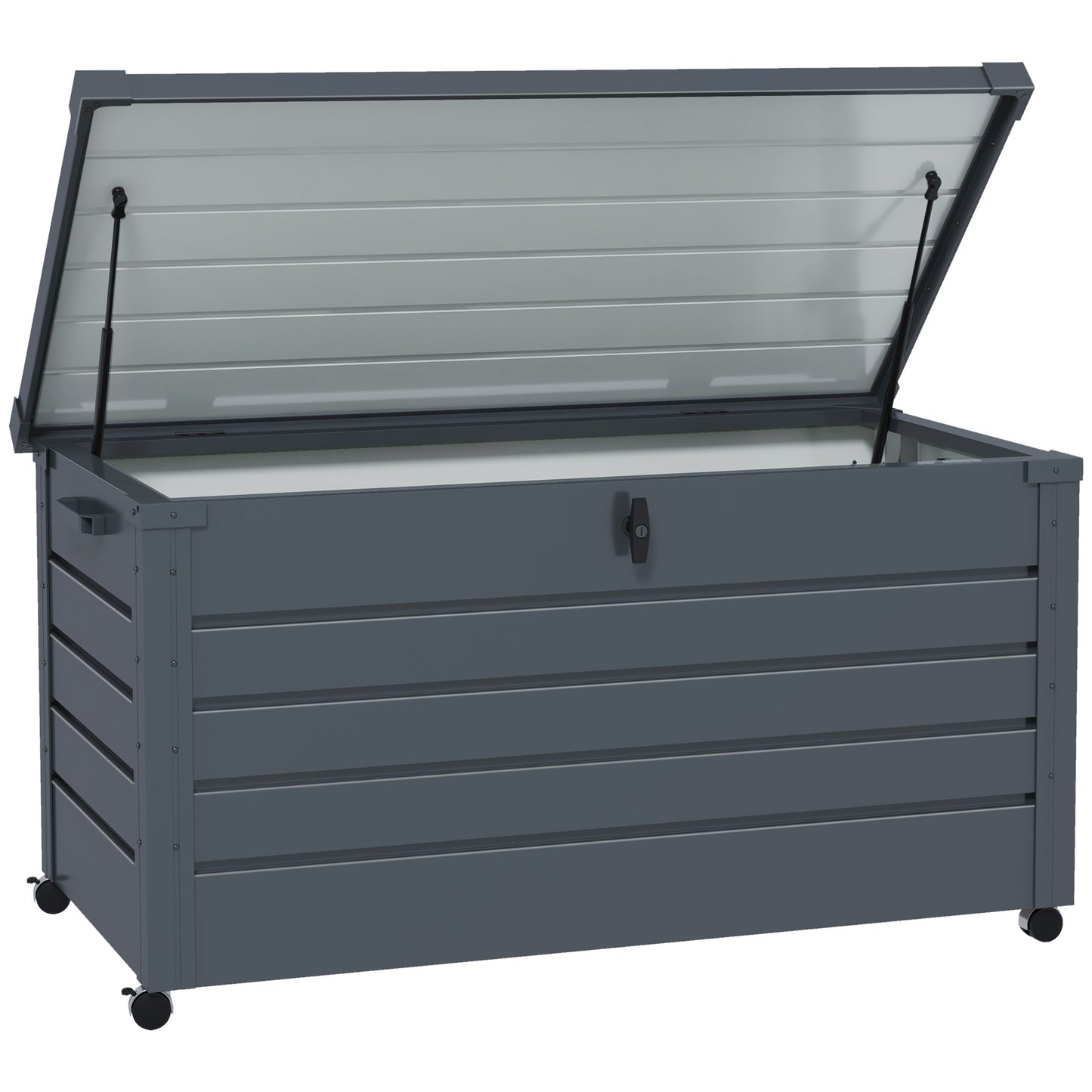 311L Galvanised Steel Garden Storage Box, with Lock - Dark Grey