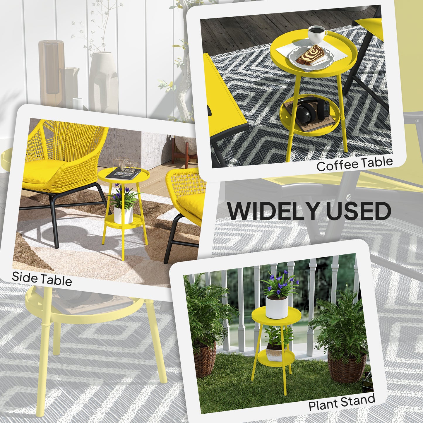Two-Tier Metal Garden Table - Yellow