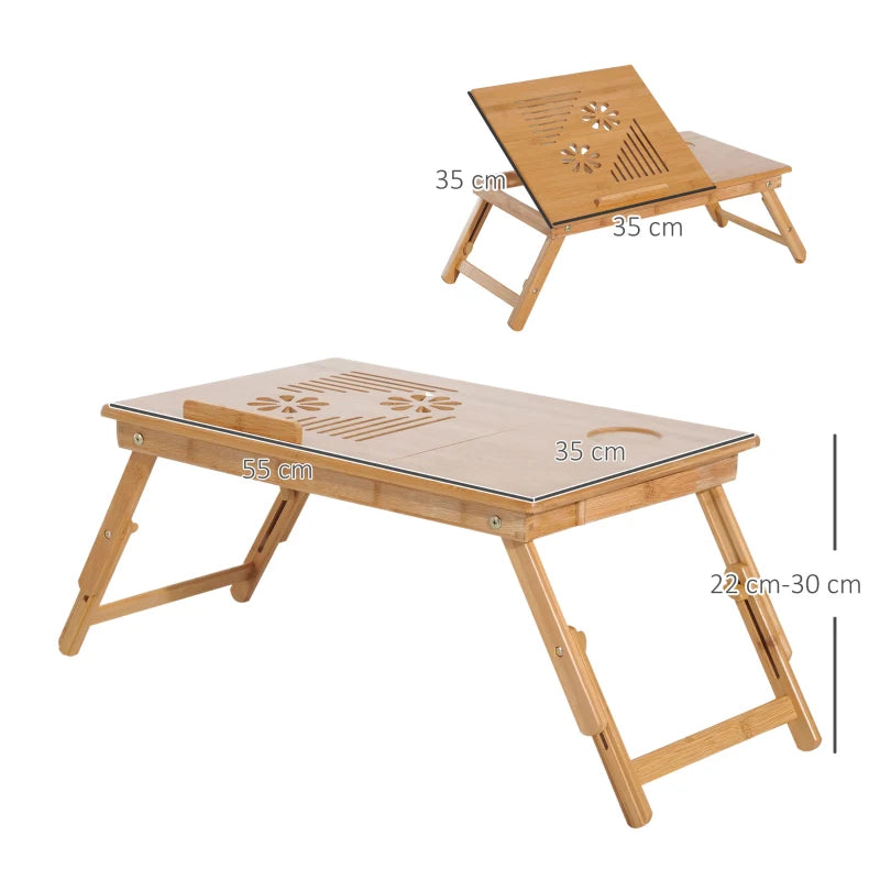 Adjustable Portable Laptop Desk Bed Table Tray with Drawer