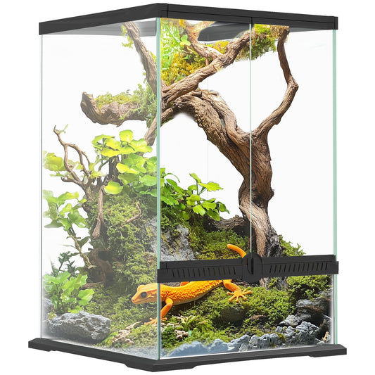 40L Vivarium for Lizards, Frogs, Snakes, Turtles, Tortoises w/ Anti-Escape Design, Ventilation