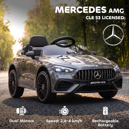 Licensed Mercedes AMG Kids Electric Car, 12V Ride On Car with Dual Motors, Remote Control for 3-6 Years, Grey