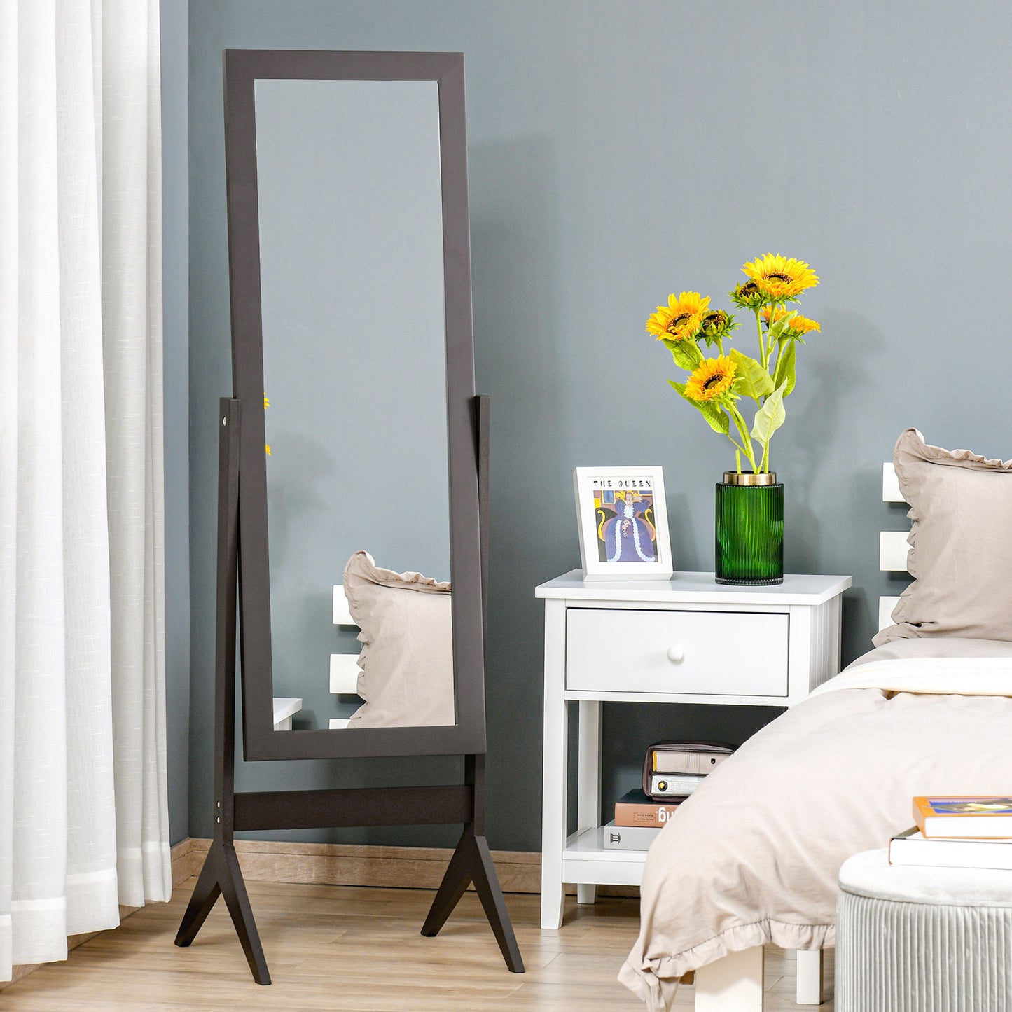 Full Length Mirror, Freestanding Adjustable Angle Dressing Mirror for Bedroom, Living Room, 148 x 47 cm, Brown
